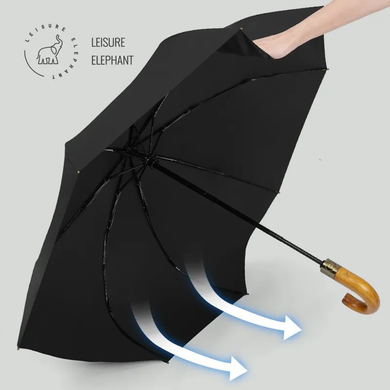 Automatic Sun Umbrella hook wooden handle